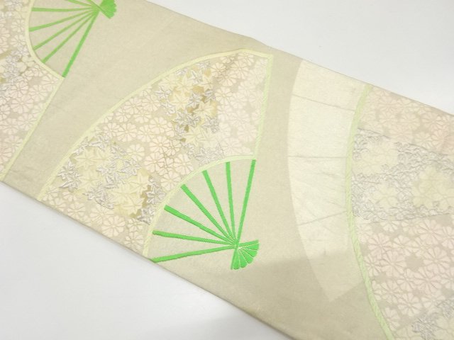 JAPANESE KIMONO / ANTIQUE FUKURO OBI (MATERIALS) / WOVEN CHRYSANTHEMUM